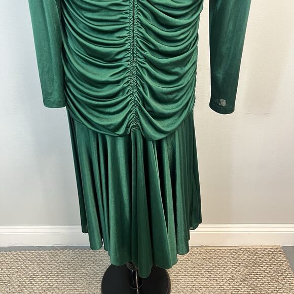 Vintage 80s Dynasty David Rose Dress sz 16 Green Jewels Sequins Cocktail Wedding - Picture 15 of 16